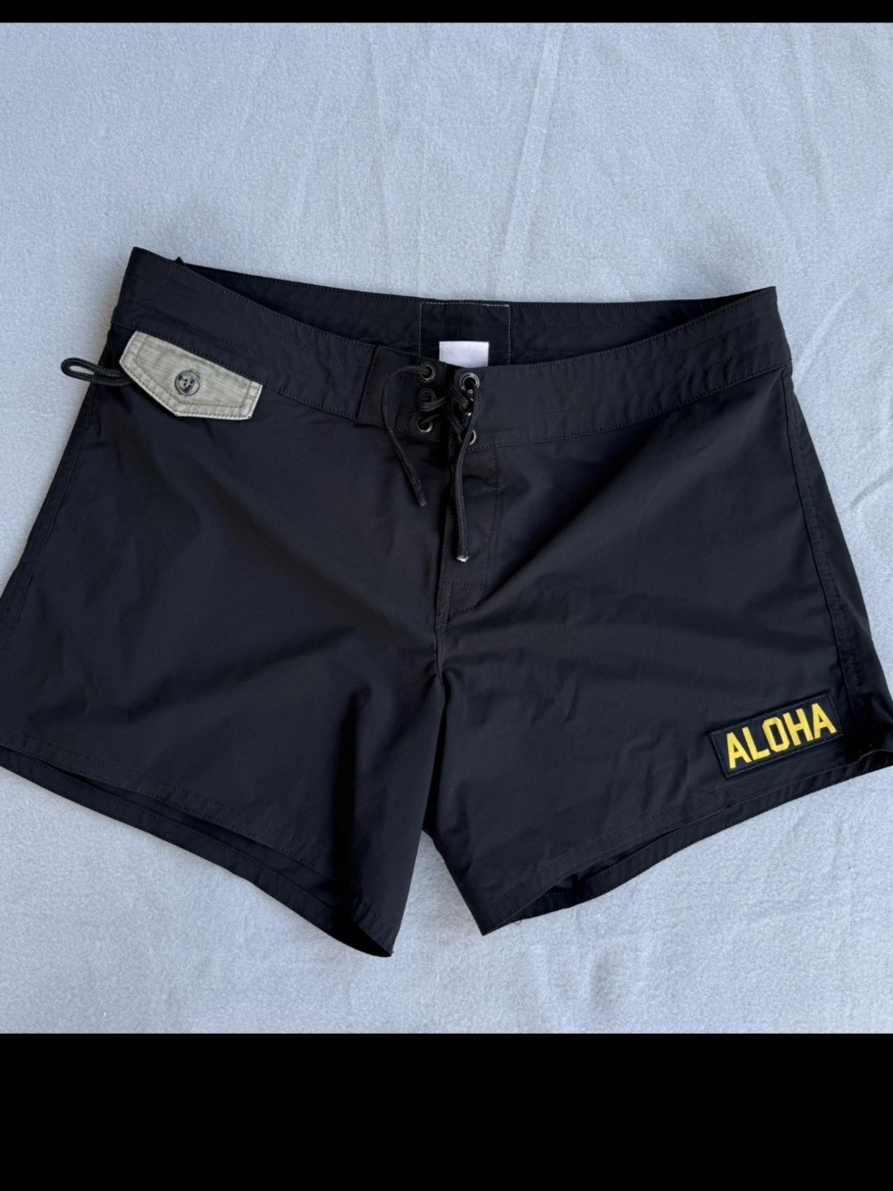 Birdwell Beach Britches Aloha Shorts 405 Women 14 Large Black Surf-stretch USA